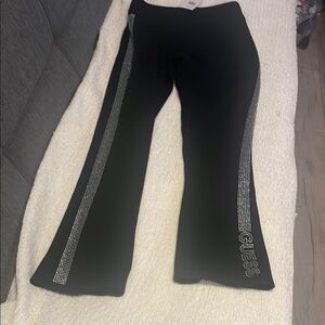 Guess Black Track Pants with Silver Accents